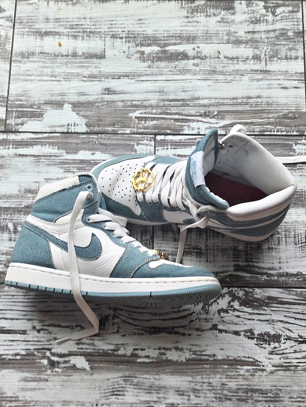 Nike Air Jordan 1 High Top Sneakers in Blue & White